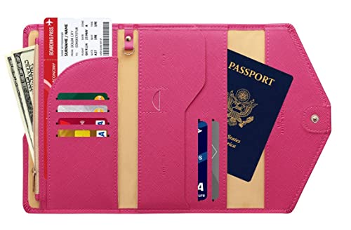 ZOPPEN Mulit-purpose Rfid Blocking Passport Holder Travel Wallet (Ver.4) Passport and Vaccine Card Holder ComboTri-fold Document Organizer Travel Essentials