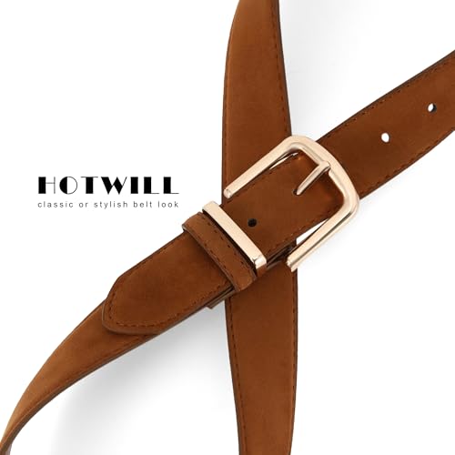 HOTWILL Women Suede Belt for Jeans Dresses Fashion Chunky Ladies Waist Belts with Gold Buckle4
