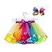 Girls Layered Tulle Tutu Skirt with Unicorn Headband & Hair Bow - Unicorn Costumes