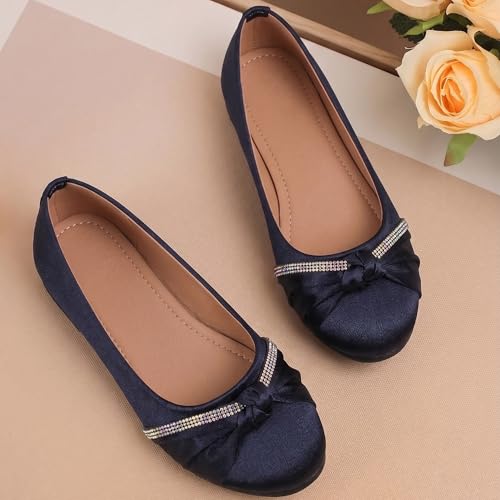 Image of toothless Kids Girls Belly Shoes | Shimmer Ballerinas with Rhinestone Detail | Comfortable Slip-On Ballet Flats, Festive Occasions & Weddings