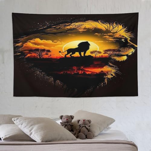 Tapisserie murale lion impression 3D haute définition grand tissu décoratif DCCCY