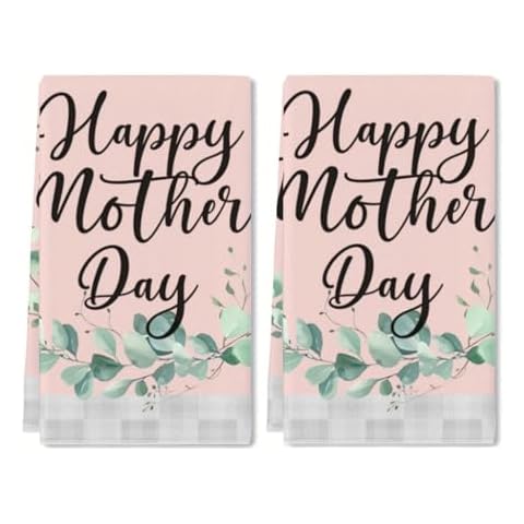 Weytff Happy Mother's Day Dish Towels Kitchen Towel Absorbent Dish Towels for Kitchen 16x24 Inch Mother Day Mom Gift, Spring Decoration Hand Towels for Cooking Baking Set of 2, TWa240124xhu25q Cover