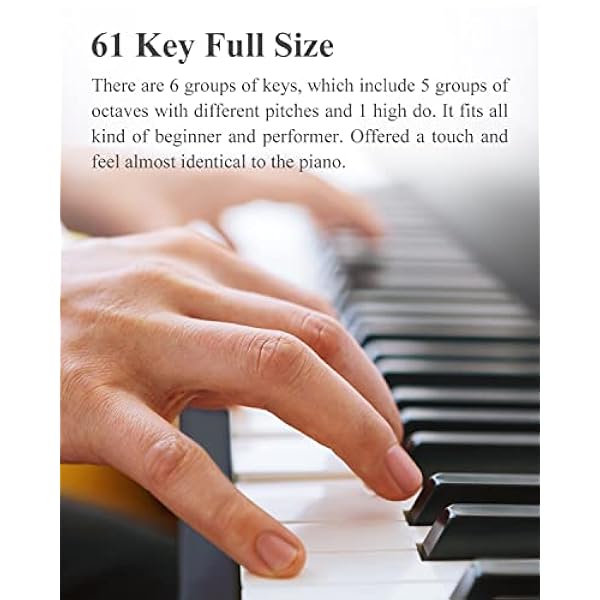 Eastar EK-10S Teclado de piano, 61 Teclas de Tamaño Estándar, Soporte de Piano Digital de Madera Maciza, Piano Eléctrico para Principiantes con Pedal de Sujeción y Soporte de Música, Regalo Esencial