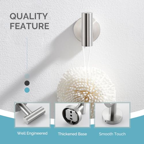 Image of Angle Simple Towel Hook for Bathroom, Robe Hook for Wall, Brushed Nickel