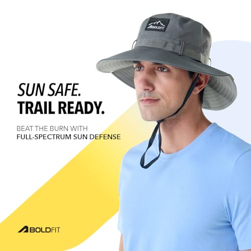 Image of Boldfit Unisex Sun Hat for Men & Women with UPF Protection Wide Brim Outdoor Adjustable Fit, Breathable Fabric, Moisture-Wicking & Packable Design-Ideal for Hiking, Trekking, Fishing, Beach & Travel