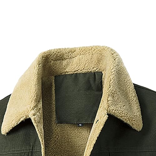 JEShifangjiusu Men'S Vintage Fleece Sherpa Lined Lapel Button Down Thickened Winter Coats Corduroy Denim Trucker Jackets2