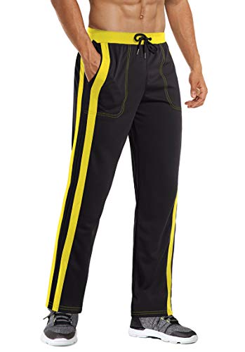Magnivit Jerseys For Men Athletic Running Workout Mesh Pants With Pockets Black Yellow #TOP1