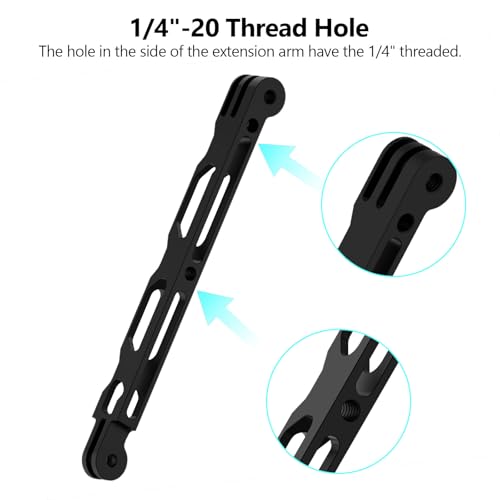 Image of HSU Extension Arm for GoPro, Aluminum Pole Mount Helmet Stick Extension Arm Mount for GoPro Hero 12 /11 /10 /9 /8 /7 /6 /5 Black, DJI Osmo Action and More