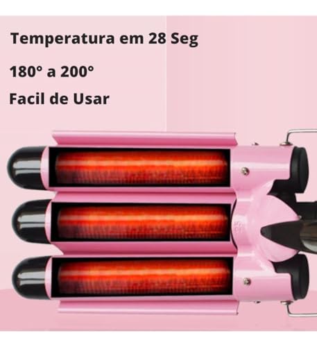 Modelador Triondas 3 Barris Cachos Volumosos Ondas Perfeita Prancha Profissional Bivolt Turmalina Ce