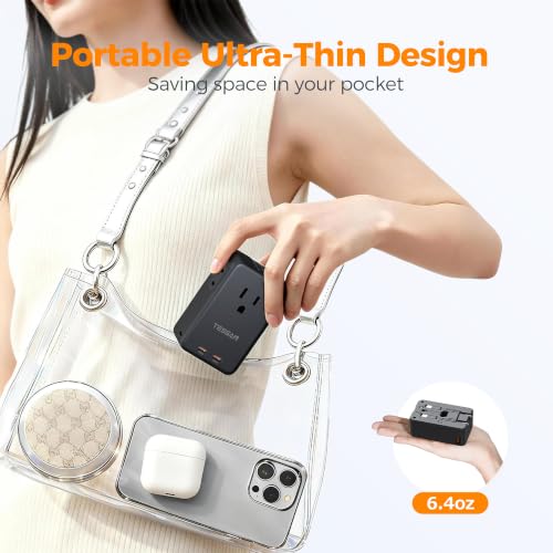 Image of TESSAN Universal Travel Adapter 70W, Ultra Thin International Power Adapter | 3 USB C 1 USB A, Worldwide Plug Adaptor for USA to Europe UK Italy Ireland Australian France Iceland Germany, Type C G A I