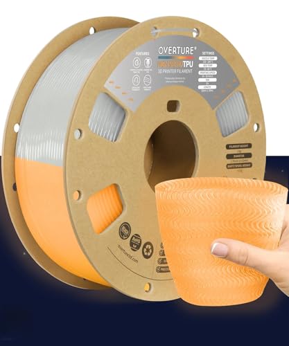 Image of OVERTURE TPU High Speed Filament 1.75mm Flexible Roll, 95A Soft 3D Printer Filament, 1kg Spool (2.2 lbs), Fit Most FDM Printer (HS TPU Luminous Orange)