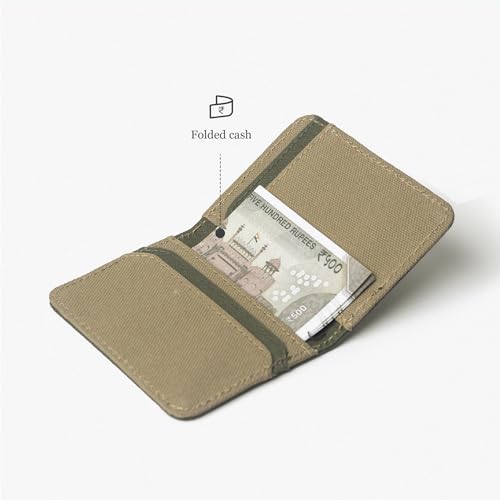 Image of Bellblock Canvas Card Holder for Men /Women | Slim Handcrafted Mens Card Wallet | Upto 7 Cards & Folded Cash | Cotton Canvas | Olive Green (Pack of 1)