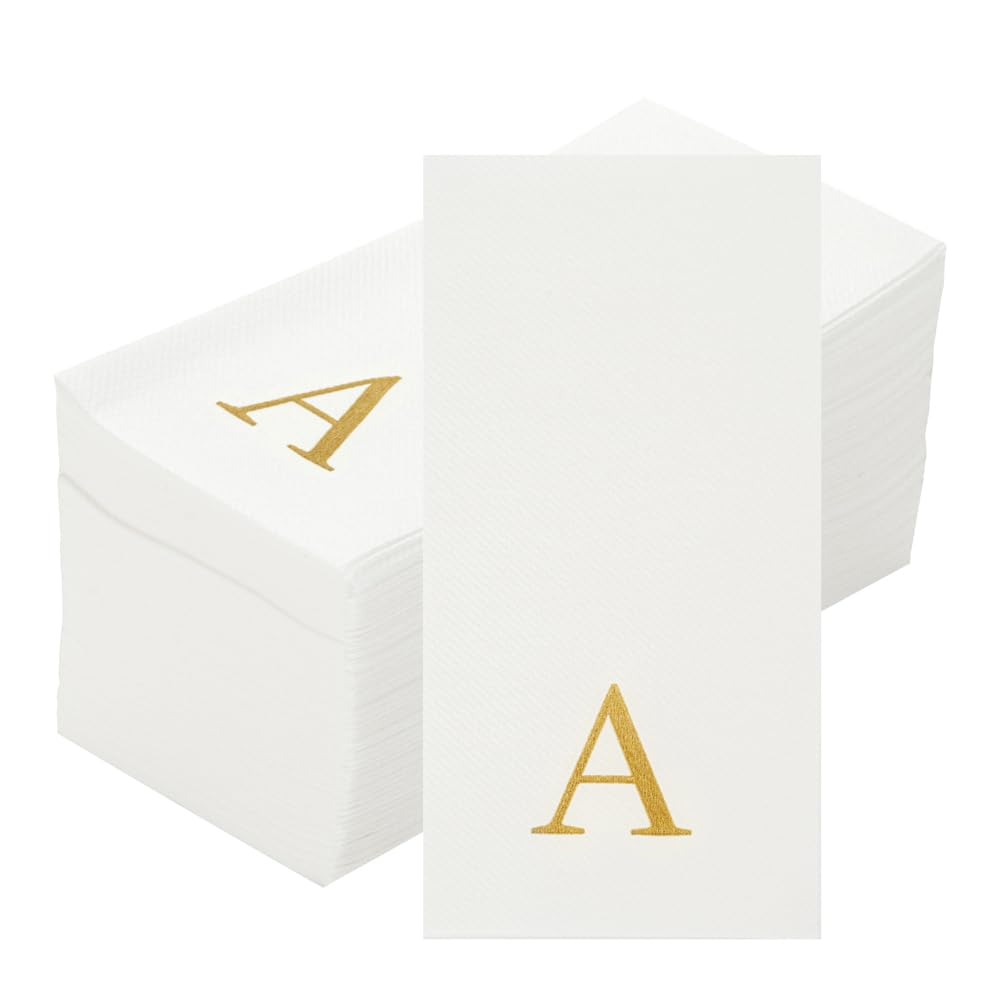 Luxenap - Servilleta rectangular de papel blanco con letra A, diseño de letra A, Air Laid, fuente Sans Serif, 15 3/4 x 8 pulgadas, caja de 2000 unidades