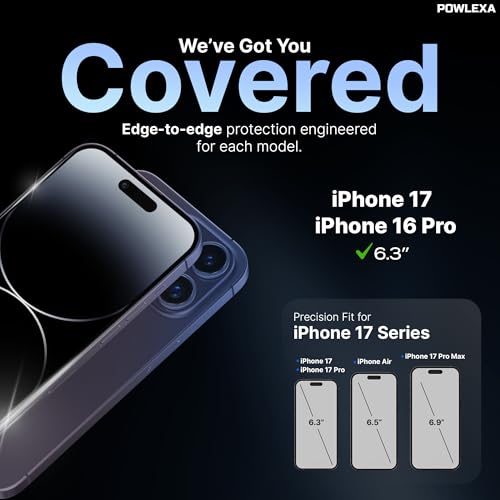 Image of 2 Pack Screen Protector for iPhone 17 Tempered Glass Film 9H+ Hardness 12FT Military Grade Shatterproof, HD Clear, Scratch Resistant, Full Edge Case Friendly Bubble Free Alignment Frame [6.3 inch]