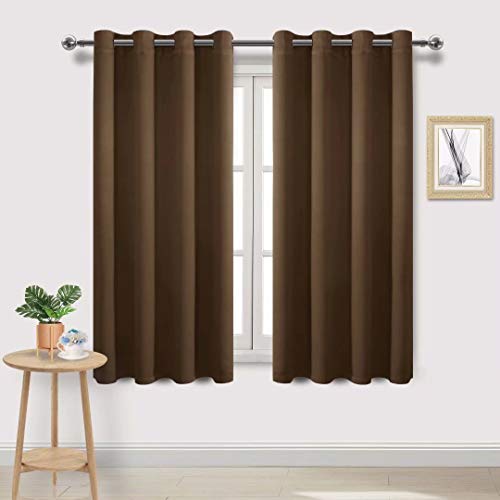 Image of DWCN Brown Room Darkening Blackout Curtains - Thermal Insulated Privacy Energy Saving Window Curtain Drapes 52 x 63 inch Length, Set of 2 Bedroom Living Room Curtains