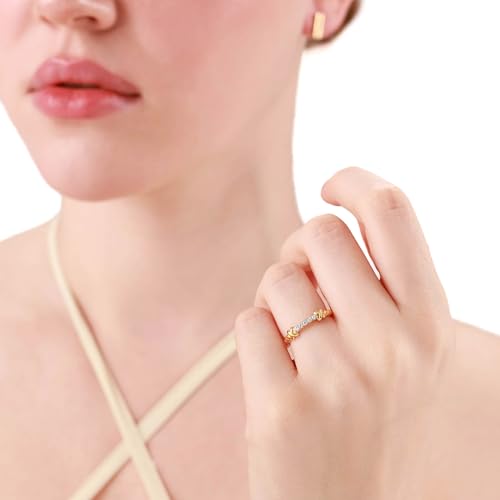 Silvershake White Gold Plated or Yellow Gold Plated 925 Sterling Silver Minimalist Love Knot Rope Promise Stackable Gemstone Ring Jewelry for Women2