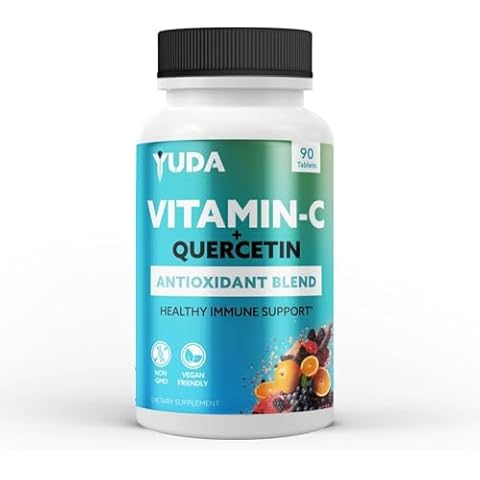 Yuda Quercetin Supplements with Vitamin C 1000mg - Super C Vitamin & Quercitin Formula for Immune Support Enriched with Elderberry & Rose HIPS - Promotes a Healthy Immune Response - 90 Tablets Cover