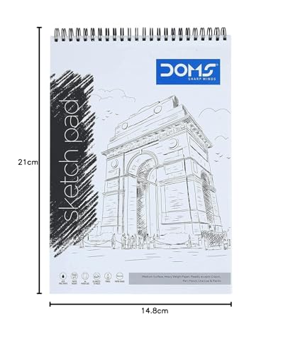 Image of Doms Watercolor Paper Sketch Book Wiro Band Medium Surface Drawing Pad A5 Size 150 Gsm 72 Pages (Pack Of 2)