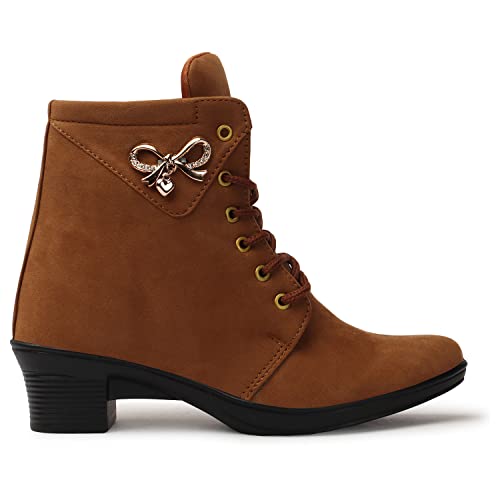 Image of KRAFTER Women's And Girls Classic Winter Suede velvet High heel Boots Casual, Outdoor and Holiday Outings