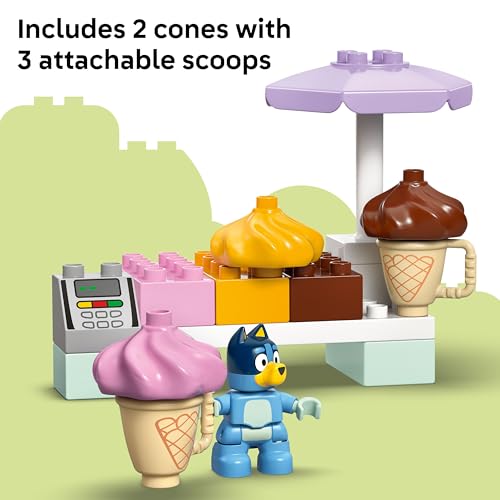 LEGO DUPLO Bluey Ice Cream Trip with Bluey - Toddler Toy for Kids, Boys, and Girls Ages 2+ - Includes Figure and Ice Cream Stand - Sensory Toy for Pretend Play - Preschool Gift Idea - 10458 - image 5