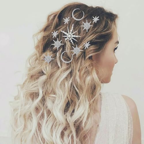 6 pinzas de pelo con estrellas y luna de strass vintage miniatura 4