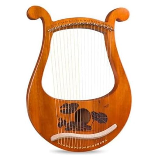 Qusedwey Arpa de Lira Arpa para Principiantes de 19 Cuerdas, Arpa PequeñA PortáTil de 19 Tonos Instrumentos Musicales de Lira de 19 Cuerdas Arpa de Lira de Madera Maciza