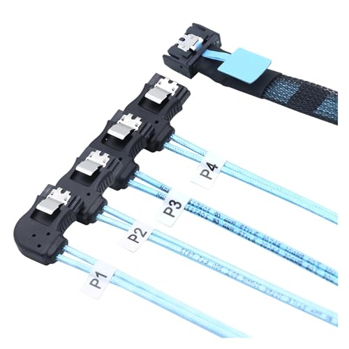 Cable interno PCIE Slimline S-AS MCIO SFF-8654 4I 38P a 4X SATA ángulo derecho 1 m miniatura 5
