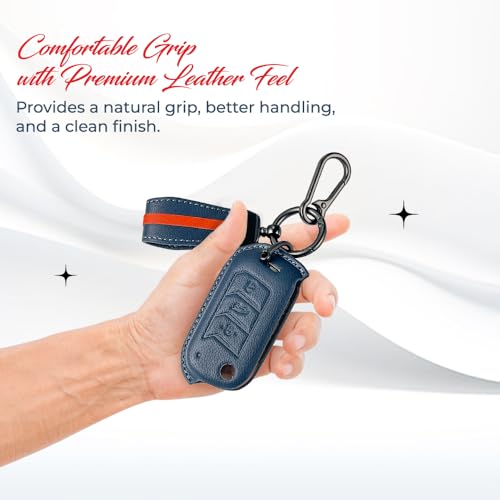 Image of keyzone royal leather key cover for Mahindra Thar Roxx, Thar, Bolero, Scorpio, XUV700, XUV400, XUV3x0, XUV300, TUV300, Marazzo