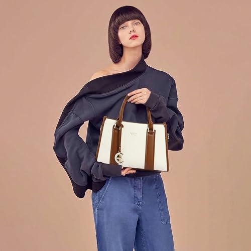 Image of EXOTIC Premium Orlina Duotone Structured Tote Bag for Women | PU Leather Handbag | 2 Compartments with Center Zip | Detachable Sling Strap | Office & Daily Use