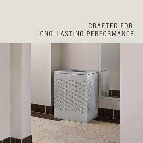 Image of Rubbermaid Commercial Products Silhouette Square Open Top Trash Can, 16 Gal, Silver Metallic, Indoor for Offices /Hotel Lobbies /Front Desk
