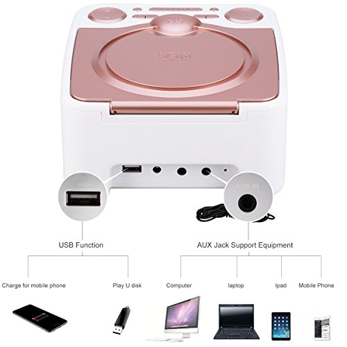 Alarm Clock Radio with CD Player DPNAO Remote Headphone Jack for girls
