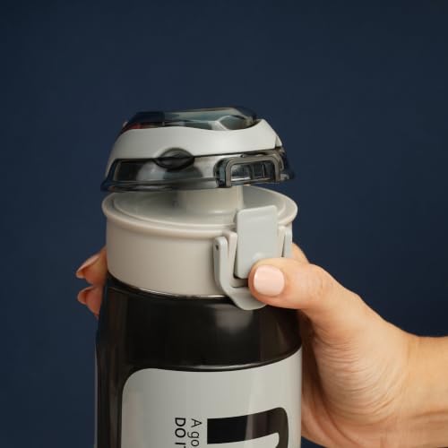 Image of Nayasa Turbo Water Bottle 730ml | BPA Free Plastic | Leak Proof Push Button Cap | School, Office Use | Black