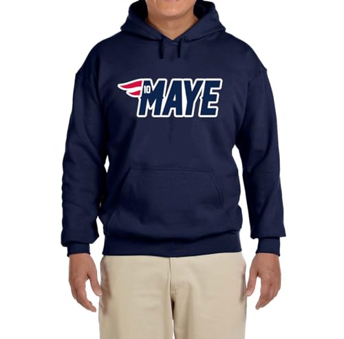 Navy New England Drake Maye Logo Hooded Sweatshirt