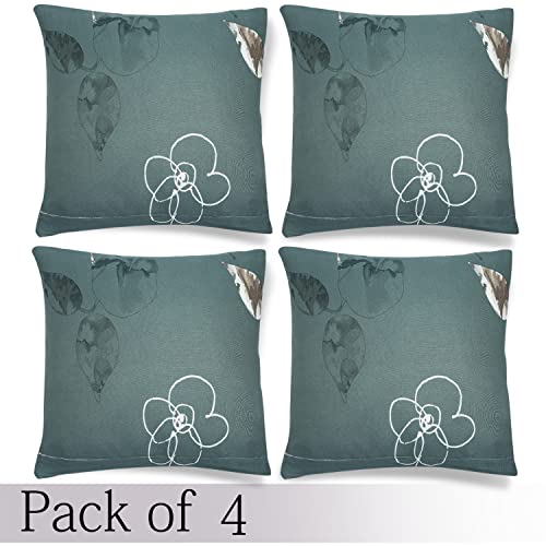 Image of HOKIPO Polyester Blend Stretchable Cushion Cover for Sofa 16 inch x 16 inch, Pack of 4 (AR-4098-D16*4),Grey