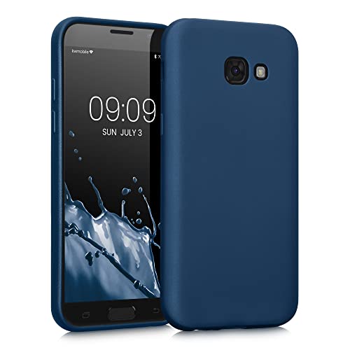 kwmobile Handyhülle für Samsung Galaxy A5 (2017) Hülle - Silikon Case metallisch schimmernd - Schutzhülle Cover - Metallic Blau