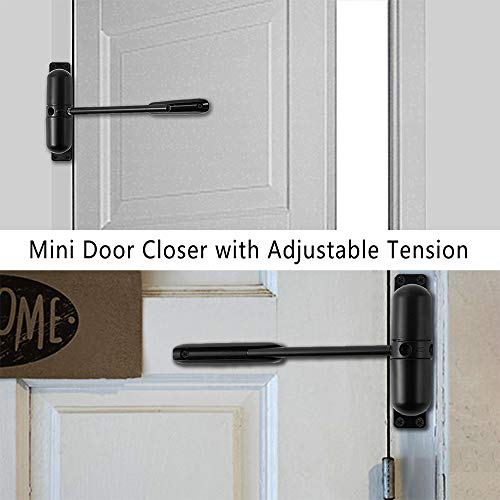 Image of Door Closer Automatic Safety Spring Door Closer � Easy to Install to Convert Hinged Doors to Self-Closing� Black
