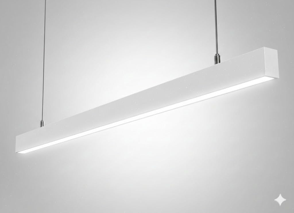 2ft 20W Aluminium LED Linear Profile Light | White Hanging Ceiling Pendant Light for Office, Showroom, Home, Gym & Commercial Interiors | 4000K Neutral White Architectural Fixture