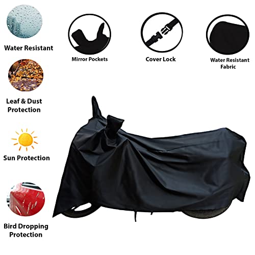 Image of Bike /Scooty Full Body Durable Cover Compatible with Yamaha YZF R25 with 2 Mirror Pockets & Strong Cover Lock (Black)
