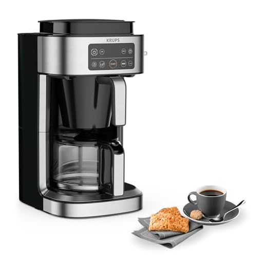 Krups KM760D Aroma Partner Filterkaffeemaschine, herausnehmbare, luftdichte Kaffee-Vorratsbox, präzise Kaffee-Portionierung mit Dosierhebel, für 2-10 Tassen, 1,25 Liter Kapazität, schwarz/silber