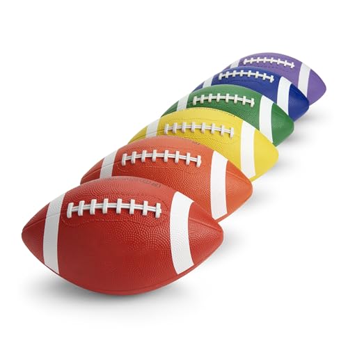 Nasco PE02730 Rubber American Youth Football Set of 6 - Size 3 - Colored, Durable, Easy to Catch and Throw