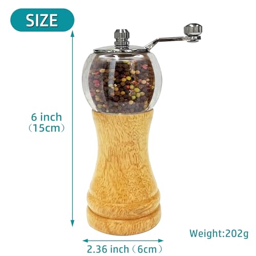 VEIZIBEE Classical Hand Shake Wood Pepper Grinder Set & Gorgeous Salt, Wooden&Acrylic,Ceramic Blades&Upgrade metal handle - Image 2