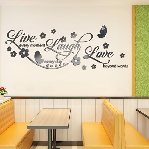 Sicheii Live Laugh Love Mirror Decal, Inspirational Wall Stencils Peel and Stick Quotes - Image 4