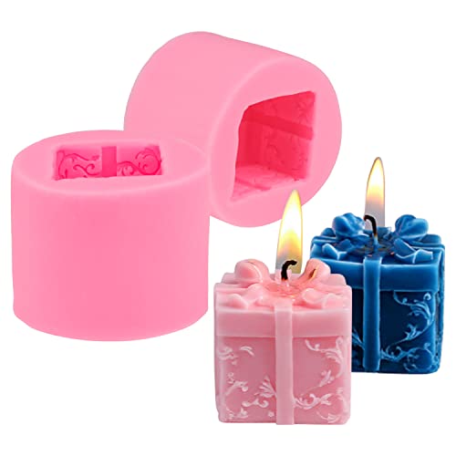 Demarsen 2 Stück Silikon-Kerzenformen 3D Geschenkbox Kerzenform DIY Kerzengießform Silikon Kerzenformen zum Gießen als Heimdekorationen Bastel Ornamente