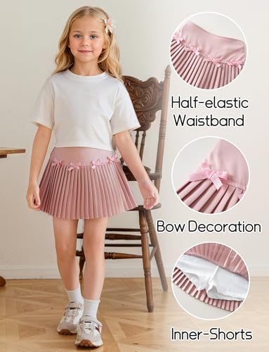 Happy Cherry Girls Pleated Skirt Kids Tennis Elastic Waist Uniform Bow Plaid Skirt Party Casual Flare Skirts4