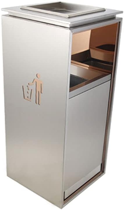 Stainless Steel Trash Can with Removable Inner Bucket & Ashtray Lid, Large Capacity Garbage Bin for Home & Office, Modern Waste Bin, Durable Rubbish Container
