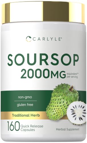 Carlyle Soursop Leaves | 160 Capsules | Traditional Herb | Non GMO Gluten Free Supplement