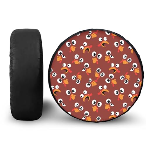 Image of Thanksgiving Turkey Face Spare Tire Cover PU Leather, Fit for SUV Truck Travel Trailer Camper 14 inch,15 inch,16 inch,17 inch,18 inch, Weatherproof Wheel Protection Tire Cover, 14 inch for Tire Diameter 23.6 inch-27.5 inch
