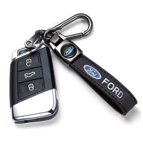 Image of YUIQIEUY Genuine Leather Car Keychain Key Chains Ring Accessories for Man and Woman Family Present Black