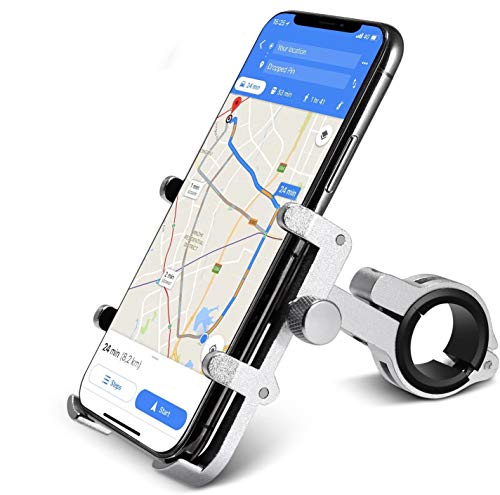 Homeasy Mobiele telefoonhouder voor op de fiets, universeel, 360 graden draaibaar, wielrennen, preventie, GPS-houder (zilver)