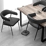 タンスのゲン ダイニングチェア 【2脚セット】 肘付き ハーフアーム ハンギング お掃除ロボット対応 レザー調 スチール脚 カフェ シンプル 83200032(89541)